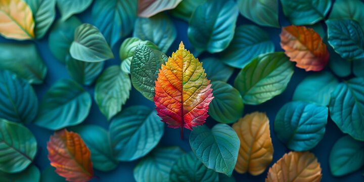 harmonious collection of colorful paper leaves