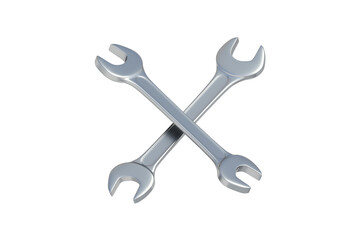 Wrenches isolated on white background. Metal spanners in workshop. Repair and maintenance tool. 3d render
