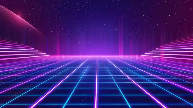 Clean virtual reality background, tron, synth wave style.