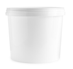 One blank plastic bucket isolated on white