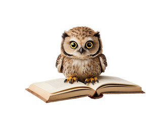 baby owl with book