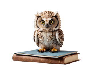 baby owl with book