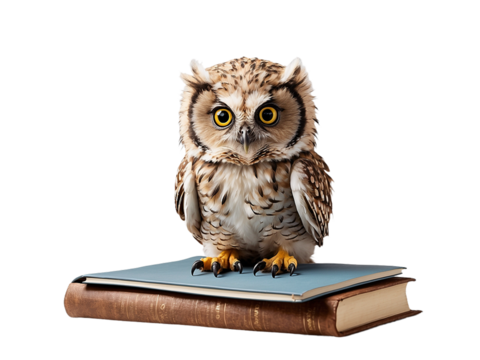 baby owl with book