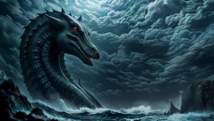 Fotobehang Mythic Sea Monster © Pixel Pusher 
