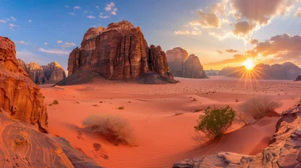 Fotobehang The Sun Sets Over a Desert Landscape © Volodymyr Skurtul