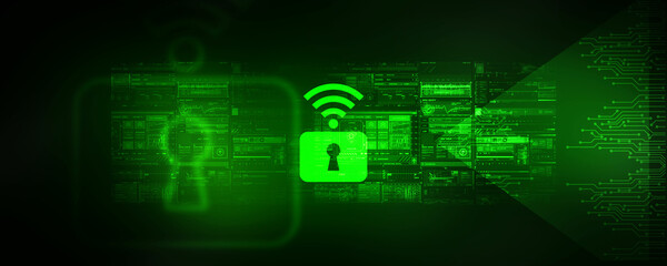 2d illustration WIFI symbol with lock
