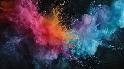Colored Powders Flying in the Air