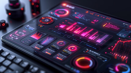 Fototapeta premium AI-driven mobile health app, where colorful icons