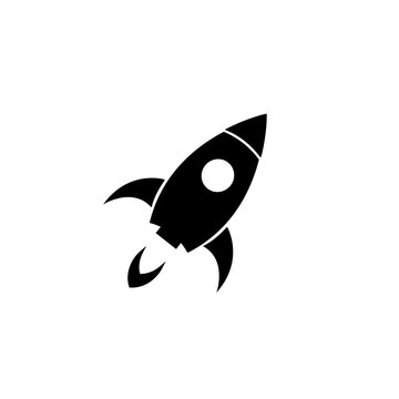 Rocket icon vector, rocket ship in a flat style. Vector illustration with 3d flying rocket. Space travel to the moon.Space rocket launch.Project start up and development process.Innovation product