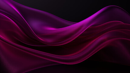 Fototapeta premium Free form magenta waves on a black background looks elegant.