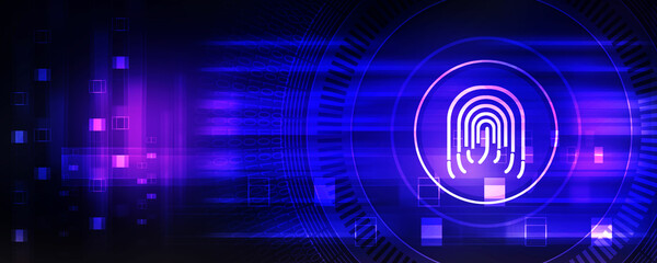 2d Illustration Fingerprint Scanning Technology Concept 