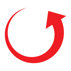 Red curved arrow icon.  Arrow indicated the direction symbol. curved arrow sign.