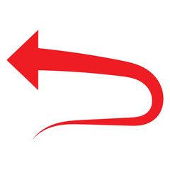 Red curved arrow icon.  Arrow indicated the direction symbol. curved arrow sign.