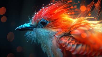 Fototapeta premium Colorful Bird Close Up on Black Background