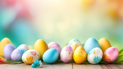 Fototapeta na wymiar Easter eggs background. Easter pastel background