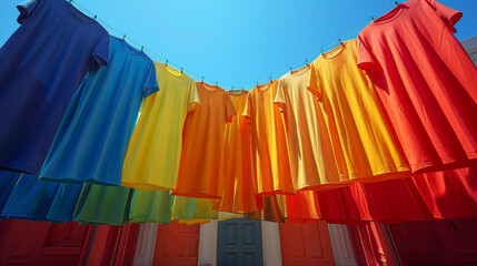 Colorful Clothes Hanging From a Clothesline