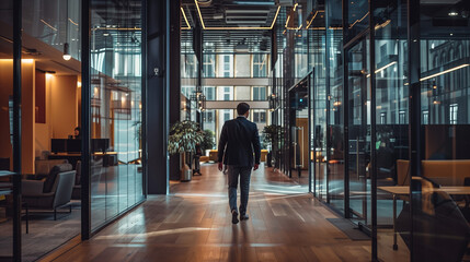 businessman walking in office, Corporate Life Businessperson Walking