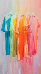 Colorful Shirts Hanging on Wall