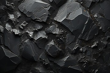 a black and white photo of a rock surface, in the style of paintings, dark colors, 8k resolution, precisionist lines, evocative, scattered composition - obrazy, fototapety, plakaty