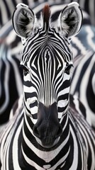 Close Up of a Zebras Head With Other Zebras in the Background