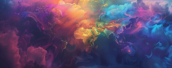 Multicolored Painting of World Map