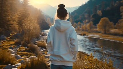 hoodie mockup design in a nature - Powered by Adobe