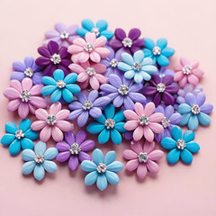 Colorful pink-blue-purple flowers background.