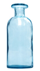 Clear light blue empty glass bottle