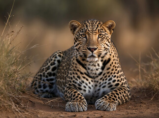Portrait of African leopard resting - 746615587