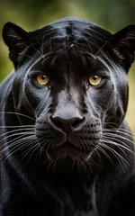 Plexiglas foto achterwand Close up portrait of black jaguar panther © breakingthewalls