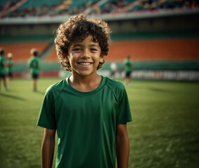 Brazilian boy football player in green shirt - 746615794