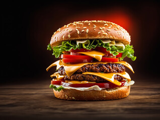 Deluxe cheeseburger with fresh ingredients - 746615906