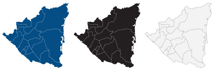 Fototapeta premium Nicaragua map. Map of Nicaragua in administrative provinces in set