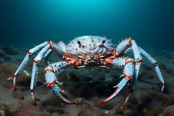 King crabs on the seabed - obrazy, fototapety, plakaty