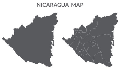 Nicaragua map. Map of Nicaragua in grey set