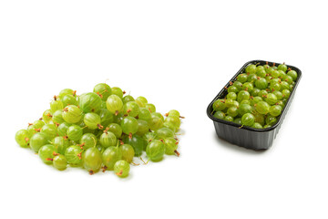 A group of gooseberries isolated on a white background.