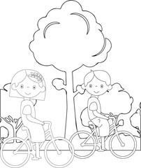 A girl and a boy cycling together instead of get on bus