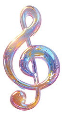 A photograph of a shiny, colorful music note.