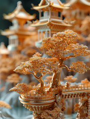 The tree of wealth：Surreal 3D Landscapes with Intricate Weaving and Miniature Sculptures