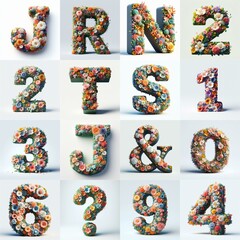 Naklejka premium Flowers 3D lettering typefavce. AI generated illustration