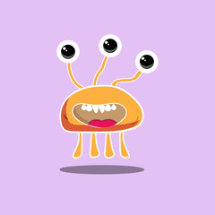 Cute cartoon monsters character. Monsters in flat style vector. Vector illustration.