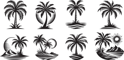 palm trees on a tropical island, dream vacation - obrazy, fototapety, plakaty