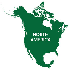 North America country Map. Map of North America in green color.