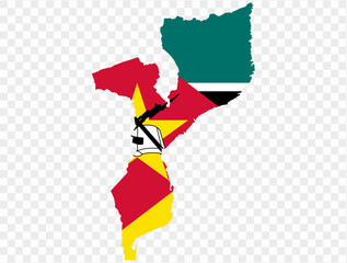 Mozambique flag on map on transparent  background. vector illustration.