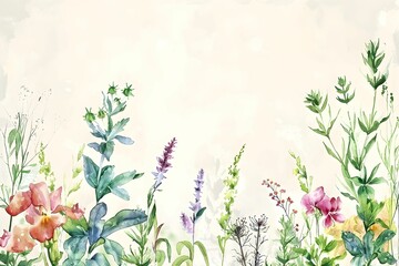 background with grass and flowers