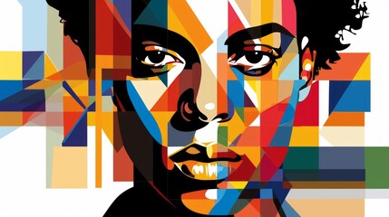 Portrait of an African or African American man in mosaic style