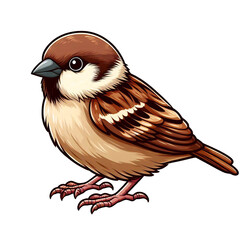 Sparrow (bird) illustration, isolated 