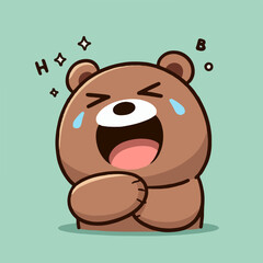 vector style laugh bear cute mascot