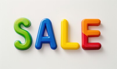 Plastic toy letters with word SALE, white background