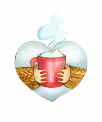 Vector watercolour set, postcard, clipart for Mother's Day. A symbol of love and care, flowers, hearts and inscriptions on a white or light background.